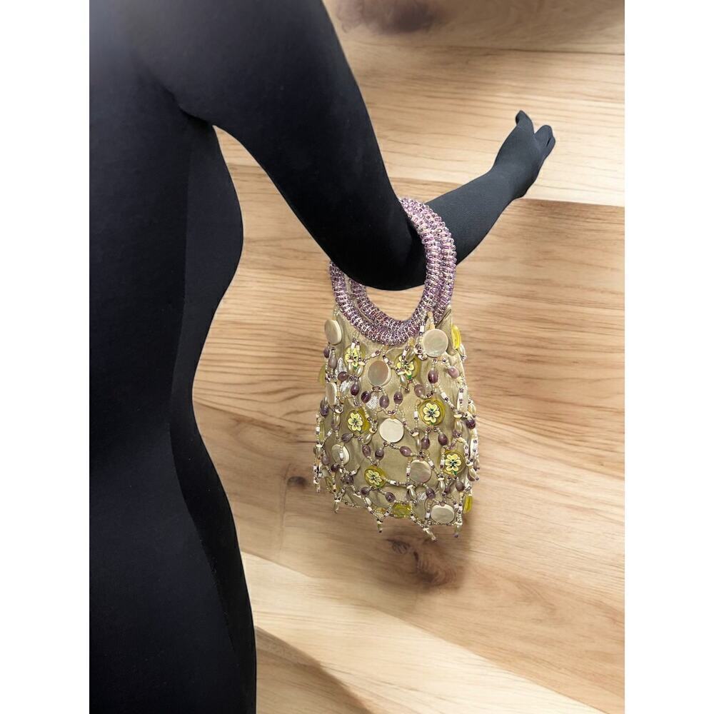 Vintage Mary Frances Beaded Floral Bucket Bag - Picture 8 of 9